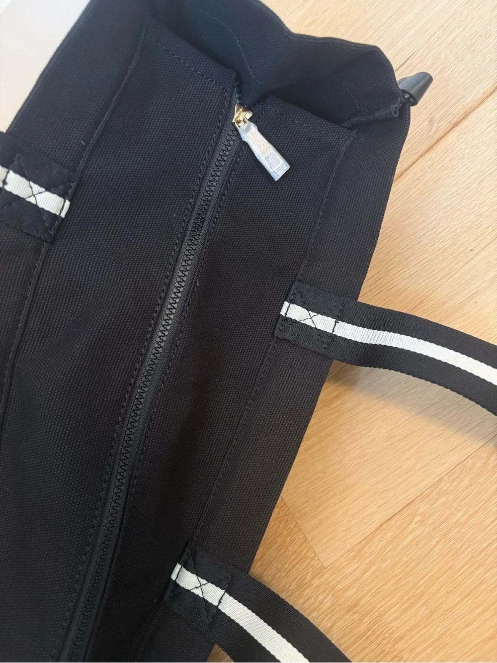 Authentic Marc Jacobs Black Canvas Messenger Tote with White Logo NWT